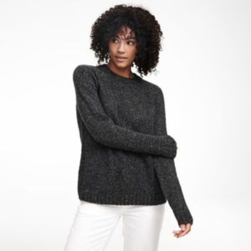 Naadam Marled Cashmere Boyfriend Sweater Size Small Gray Charcoal